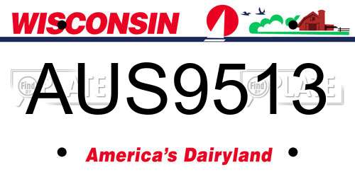 AUS9513 Wisconsin License Plate