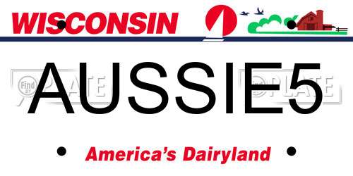 AUSSIE5 Wisconsin License Plate
