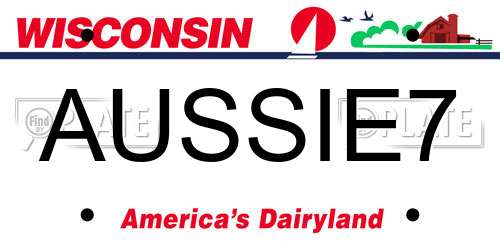 AUSSIE7 Wisconsin License Plate
