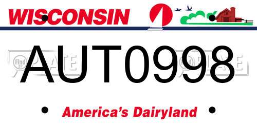 AUT0998 Wisconsin License Plate