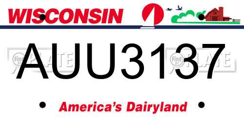 AUU3137 Wisconsin License Plate