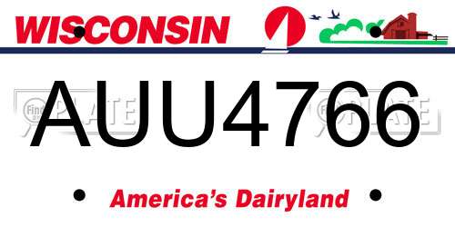AUU4766 Wisconsin License Plate