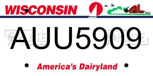 AUU5909 Wisconsin License Plate