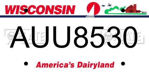 AUU8530 Wisconsin License Plate