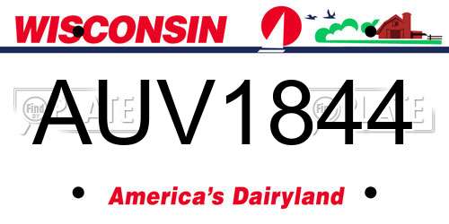 AUV1844 Wisconsin License Plate