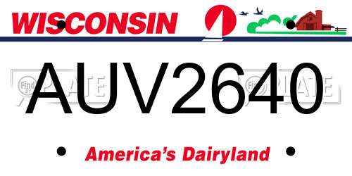 AUV2640 Wisconsin License Plate