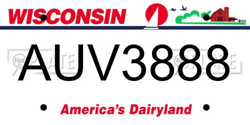 AUV3888 Wisconsin License Plate