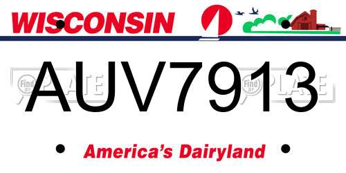 AUV7913 Wisconsin License Plate
