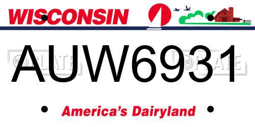 AUW6931 Wisconsin License Plate