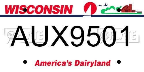AUX9501 Wisconsin License Plate
