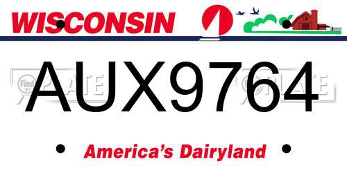 AUX9764 Wisconsin License Plate