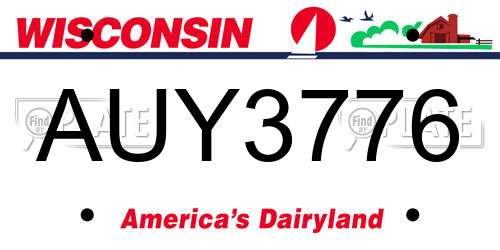 AUY3776 Wisconsin License Plate