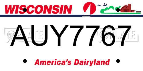 AUY7767 Wisconsin License Plate