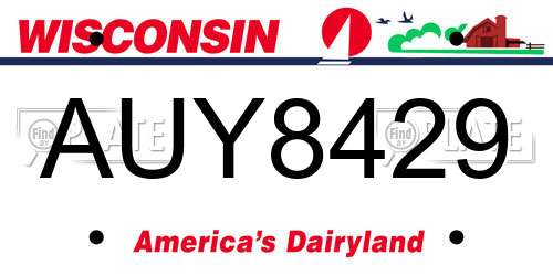 AUY8429 Wisconsin License Plate