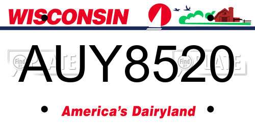 AUY8520 Wisconsin License Plate