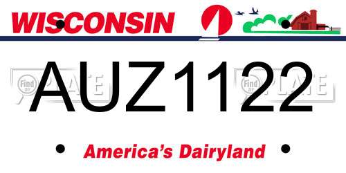 AUZ1122 Wisconsin License Plate