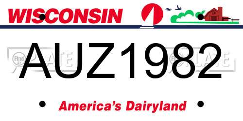 AUZ1982 Wisconsin License Plate