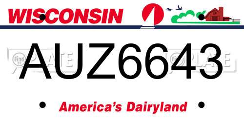 AUZ6643 Wisconsin License Plate