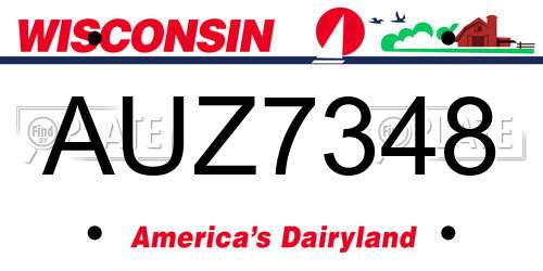 AUZ7348 Wisconsin License Plate