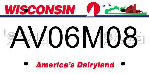 AV06M08 Wisconsin License Plate