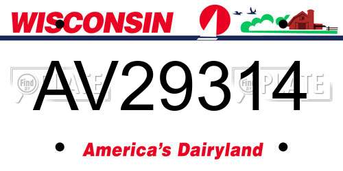 AV29314 Wisconsin License Plate