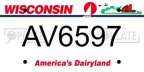 AV6597 Wisconsin License Plate