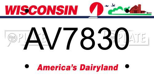 AV7830 Wisconsin License Plate