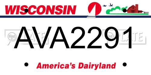AVA2291 Wisconsin License Plate