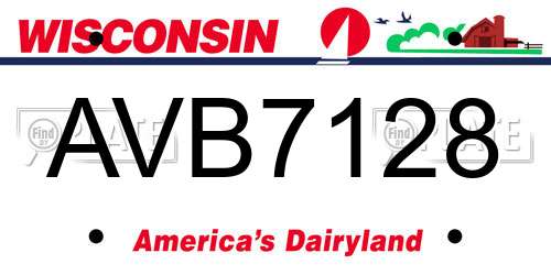 AVB7128 Wisconsin License Plate