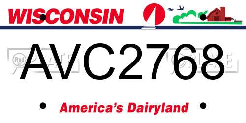 AVC2768 Wisconsin License Plate