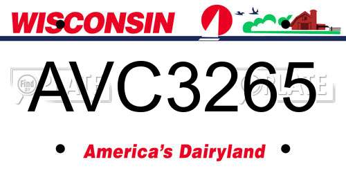 AVC3265 Wisconsin License Plate