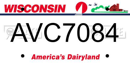 AVC7084 Wisconsin License Plate
