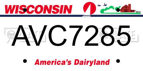 AVC7285 Wisconsin License Plate