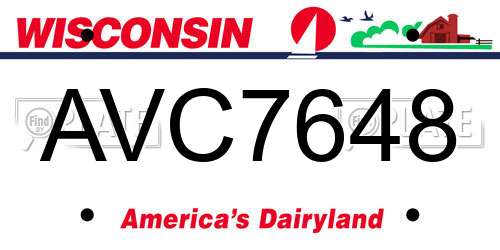 AVC7648 Wisconsin License Plate