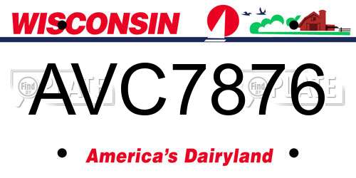AVC7876 Wisconsin License Plate