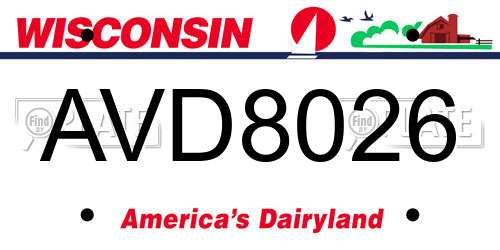AVD8026 Wisconsin License Plate