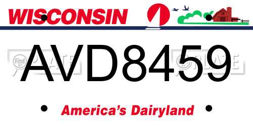 AVD8459 Wisconsin License Plate