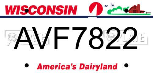 AVF7822 Wisconsin License Plate