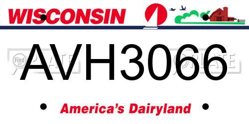AVH3066 Wisconsin License Plate