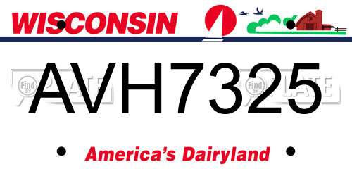 AVH7325 Wisconsin License Plate