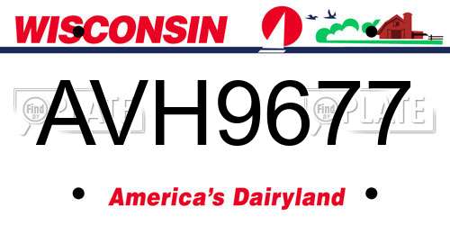 AVH9677 Wisconsin License Plate