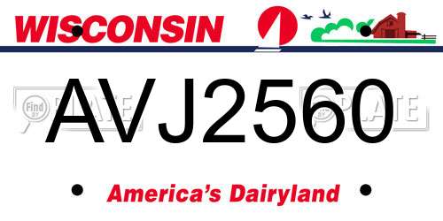 AVJ2560 Wisconsin License Plate