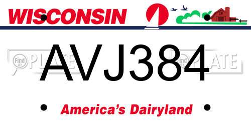 AVJ384 Wisconsin License Plate