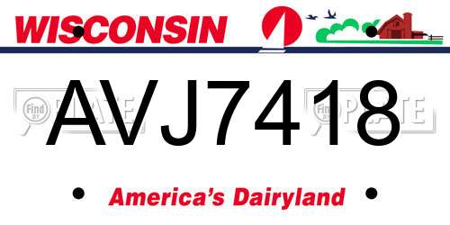 AVJ7418 Wisconsin License Plate