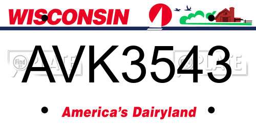 AVK3543 Wisconsin License Plate
