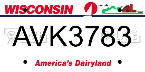 AVK3783 Wisconsin License Plate