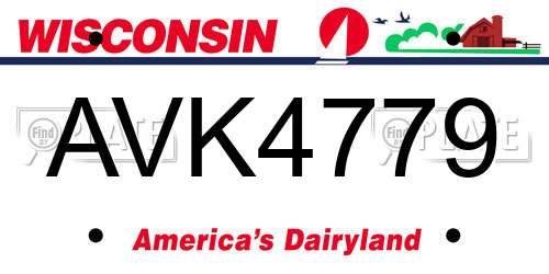 AVK4779 Wisconsin License Plate