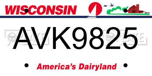 AVK9825 Wisconsin License Plate