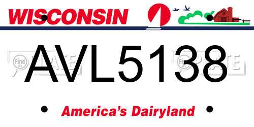 AVL5138 Wisconsin License Plate