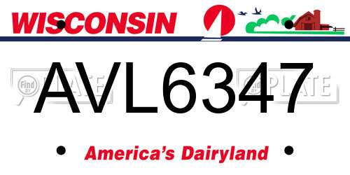 AVL6347 Wisconsin License Plate